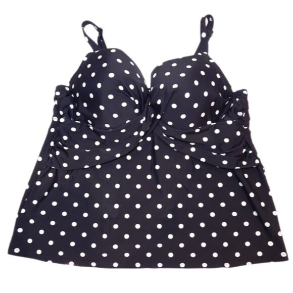 SEA SWIMWEAR Polka Dot Tankini Top Pin Up Underwire 44DDD Bra A-Line Swing - Picture 1 of 12
